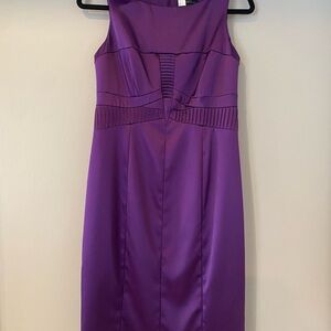 Dress Barn Purple Midi Sheath Dress with Pleated Waist